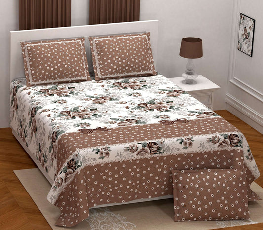 100% Cotton Double Bedsheet With 2 Pillow Cover Balaji