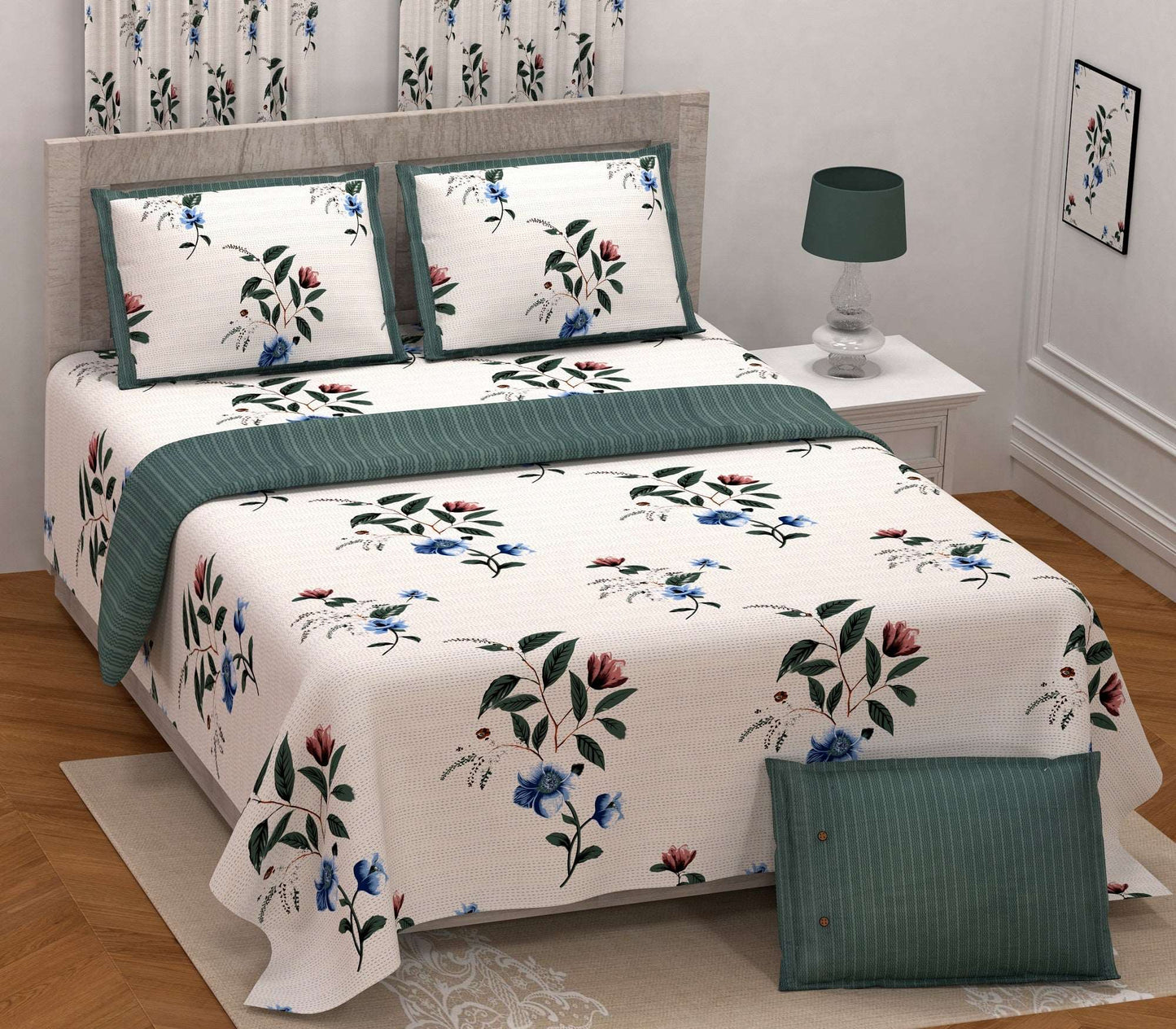 100% Cotton Double Bed sheets With 2 Pillow Cover Balaji