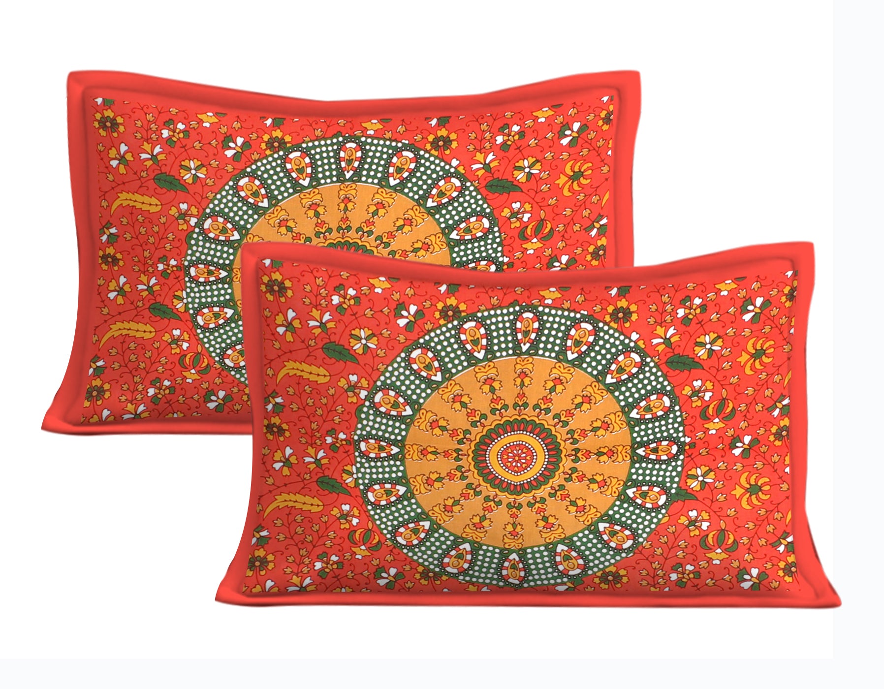 Jaipuri 100% Cotton Double Size Bedsheet with 2 Pillow Covers ( Red , 280 TC ) JAIPUR PRINTS