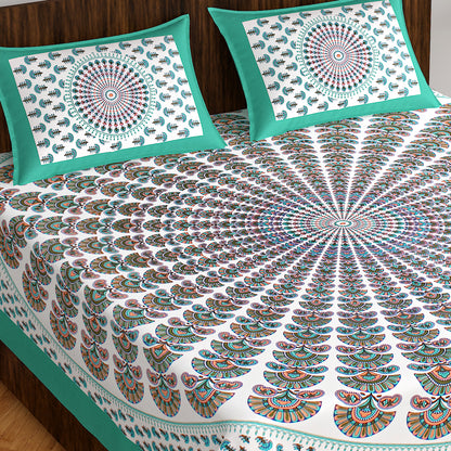 Trendy Bedsheet 100% Cotton Bedsheet 280-TC Cotton Queen Size Bedsheet With 2 Pillow Cover www.jaipurtohome.com