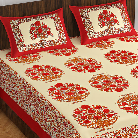 Rajasthani Trendy Bedsheet 100% Cotton Bedsheet 280-TC Cotton Queen Size Bedsheet With 2 Pillow Cover www.jaipurtohome.com