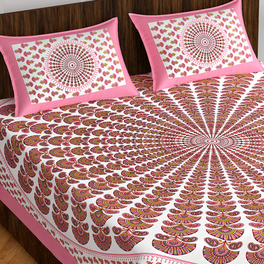 Trendy Bedsheet 100% Cotton Bedsheet 280-TC Cotton Queen Size Bedsheet With 2 Pillow Cover www.jaipurtohome.com