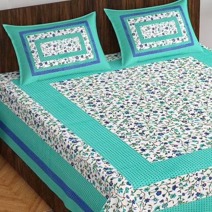 Jaipuri Trendy Bedsheet 100% Cotton Rajasthani Traditional  Queen Bedsheet with 2 Pillow Cover 90*100 www,JaipurToHome.com