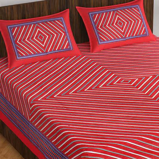 Trendy Bedsheet 100% Cotton Bedsheet 280-TC Cotton Queen Size Bedsheet With 2 Pillow Cover www.jaipurtohome.com