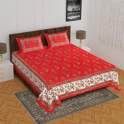 Trendy Bedsheet 100% Cotton Bedsheet 280-TC Cotton Queen Size Bedsheet With 2 Pillow Cover www.jaipurtohome.com