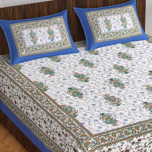 Trendy Bedsheet 100% Cotton Bedsheet 280-TC Cotton Queen Size Bedsheet With 2 Pillow Cover www.jaipurtohome.com