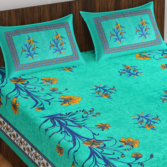 Trendy Bedsheet 100% Cotton Bedsheet 280-TC Cotton Queen Size Bedsheet With 2 Pillow Cover www.jaipurtohome.com