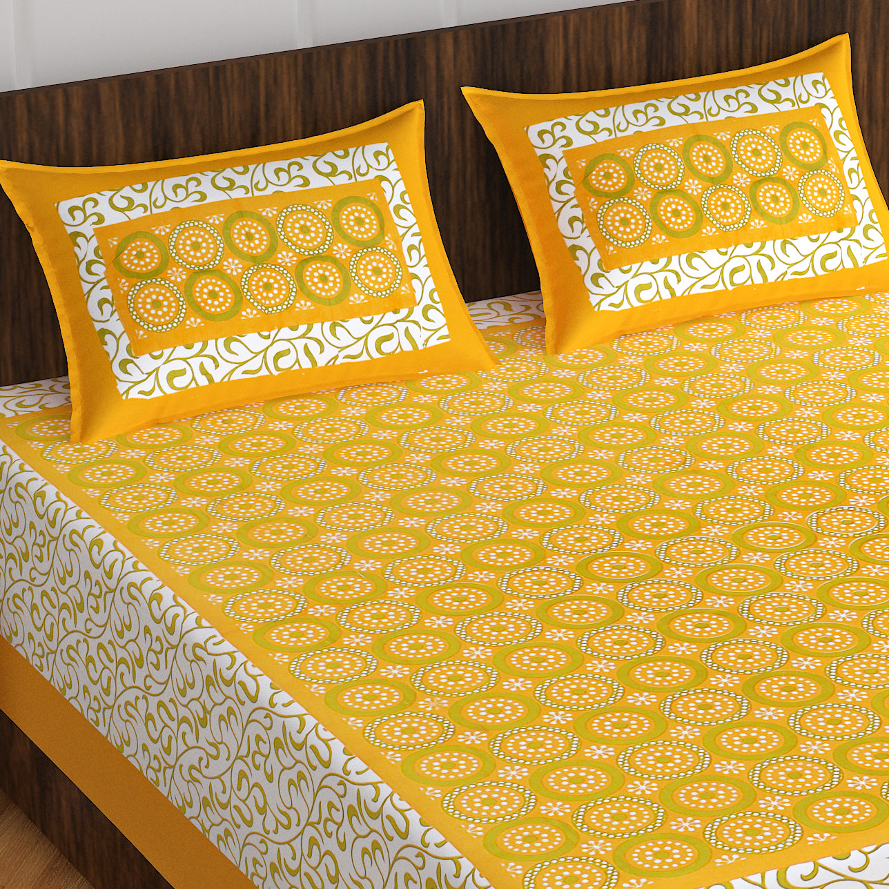 Rajasthani Trendy Bedsheet 100% Cotton Bedsheet 280-TC Cotton Queen Size Bedsheet With 2 Pillow Cover www.jaipurtohome.com