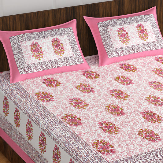 JAIPURI 100% Cotton Rajasthani Jaipuri Queen Size Bedsheet with 2 Pillow Cover. www.jaipurtohome.com