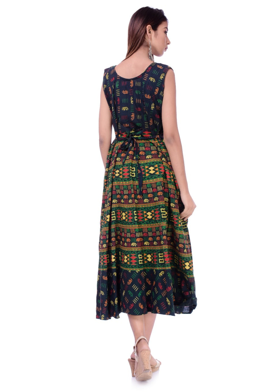 Trendy Beautiful Jaipuri Women's Cotton Jaipuri Floral Print Long Maxi Dress (Multicolour) JAIPUR PRINTS