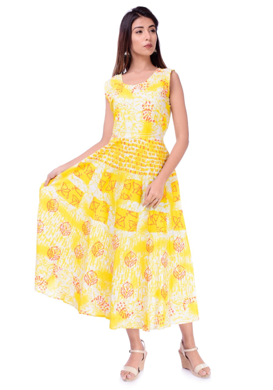 Jaipuri Neptol Patch Printed Cotton Dress - Frionkandy