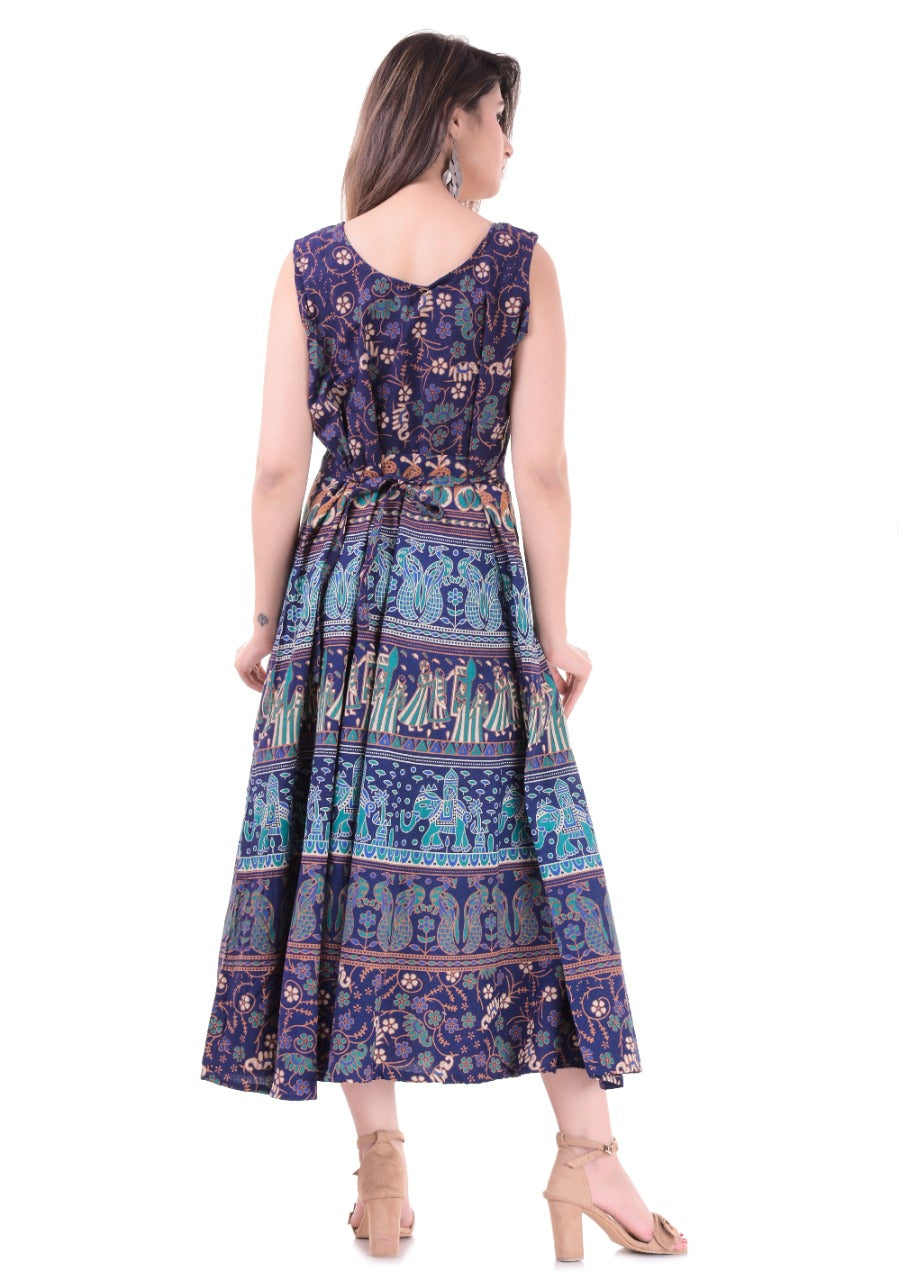 Buy Jaipuri Style Women's Cotton Jaipuri Printed Maxi Long Dress  (Multicolour, Free Size) at Amazon.in