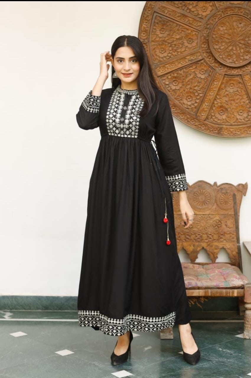 ✨ Most Comfortable✨ Full Length Anarkali Fascinating Embroidered Gown www.jaipurtohome.com