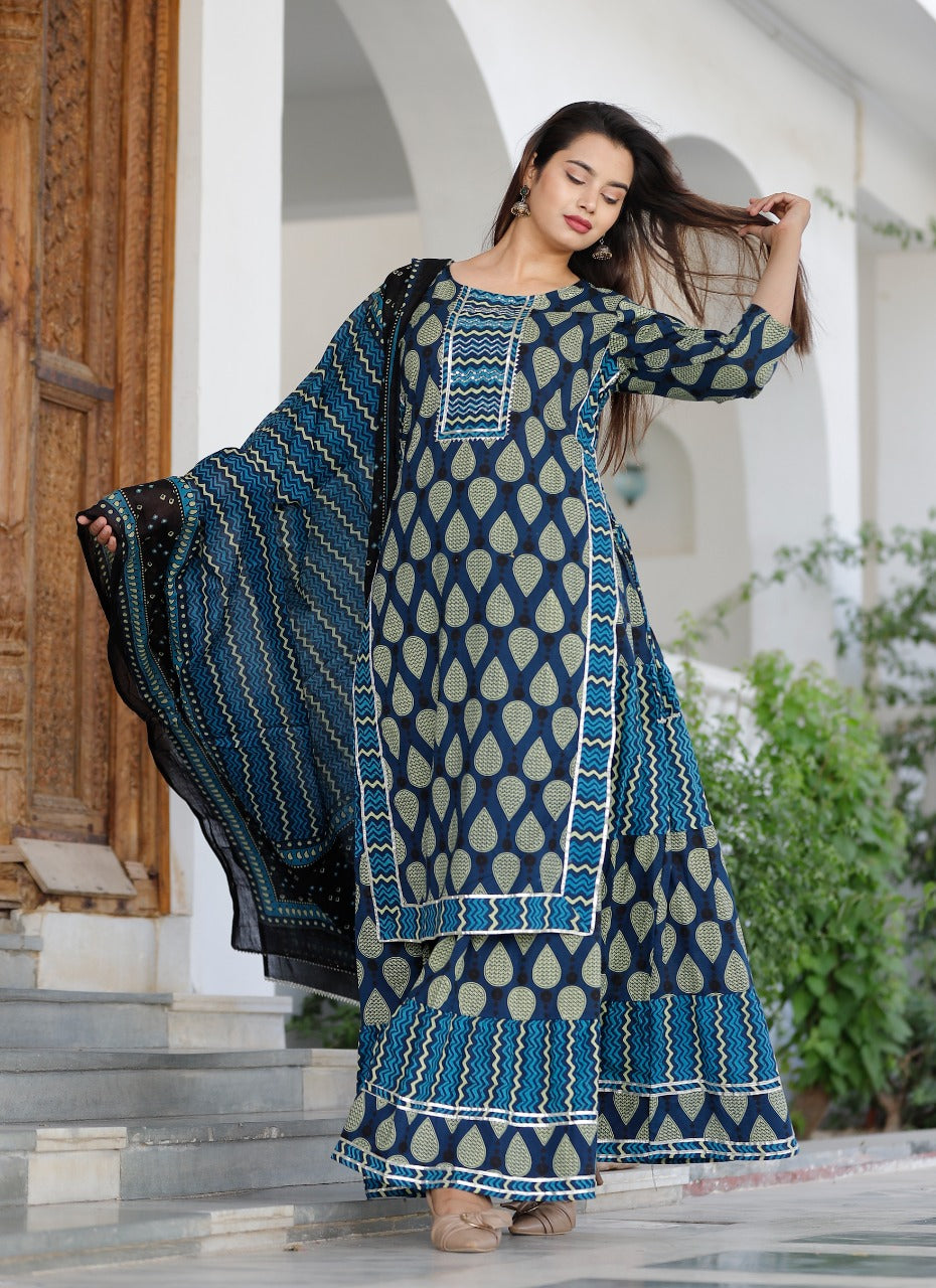 ✨ Enhance your wardrobe with this Beautiful 3 PC Kurti Skirt Dupatta Set ✨ www.jaipurtohome.com