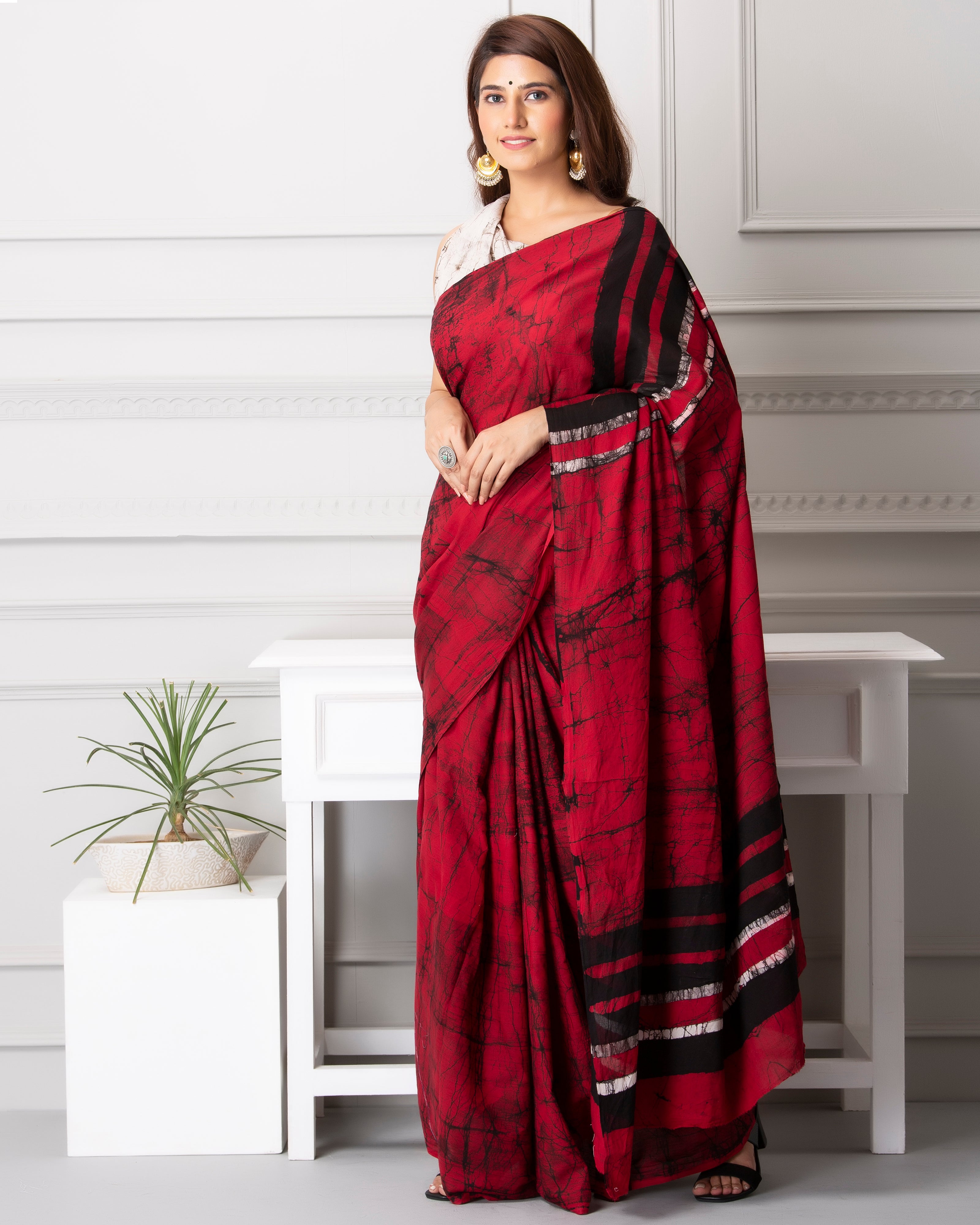 Buy Women's Jaipuri Printed Pure Cotton Fabric Saree With Blouse at  Amazon.in