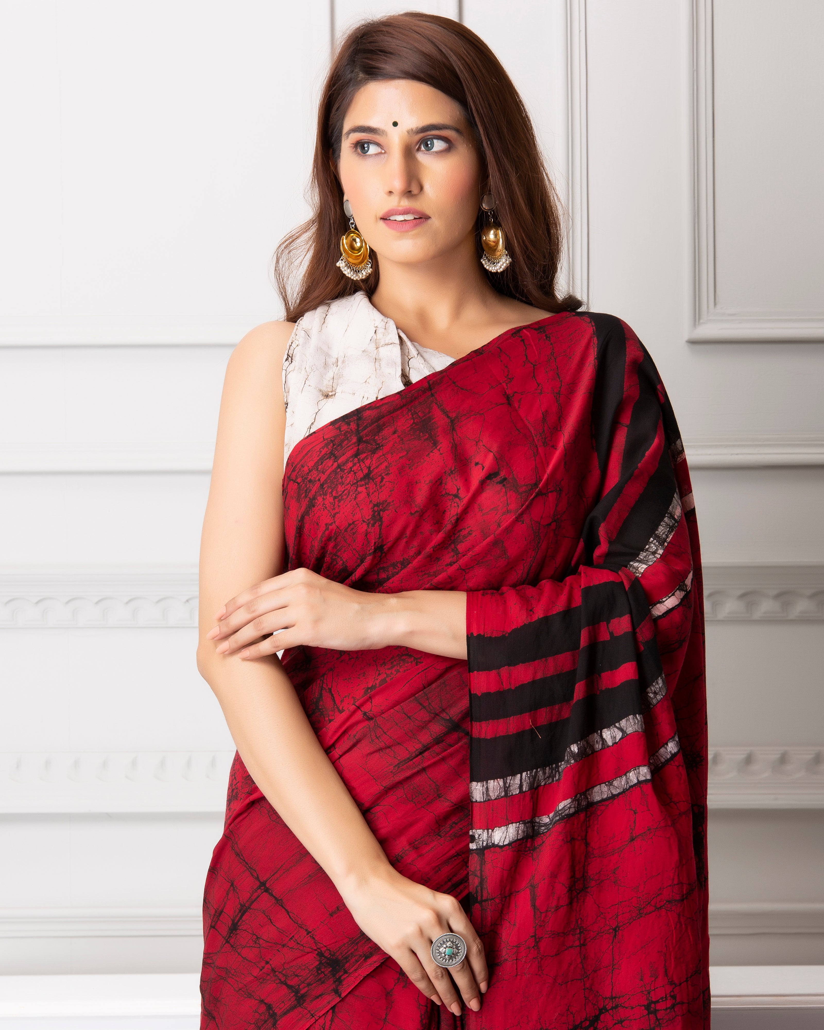 MARWAL HANDICRAFTS: Traditional Jaipuria Block Print Pure Cotton Mulmul  Saree For Women With Unst...