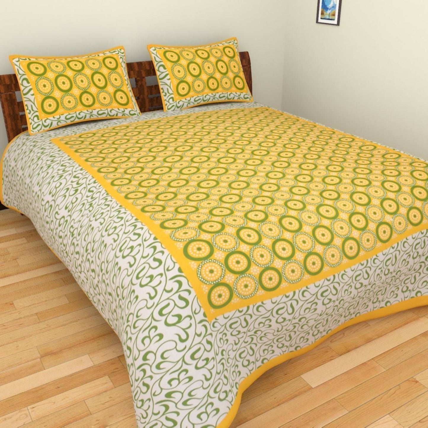 100% Cotton Jaipuri Traditional King Size  Double Bed Bedsheet with 2 Pillow Covers www.jaipurtohome.com