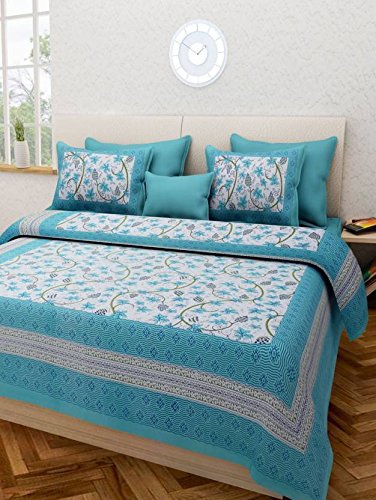 Jaipuri Printed 100% Cotton Bedsheet 240 -TC Cotton King Size 2 Bedsheet With 4 Pillow Cover - Bedsheet Combo Pack www.jaipurtohome.com