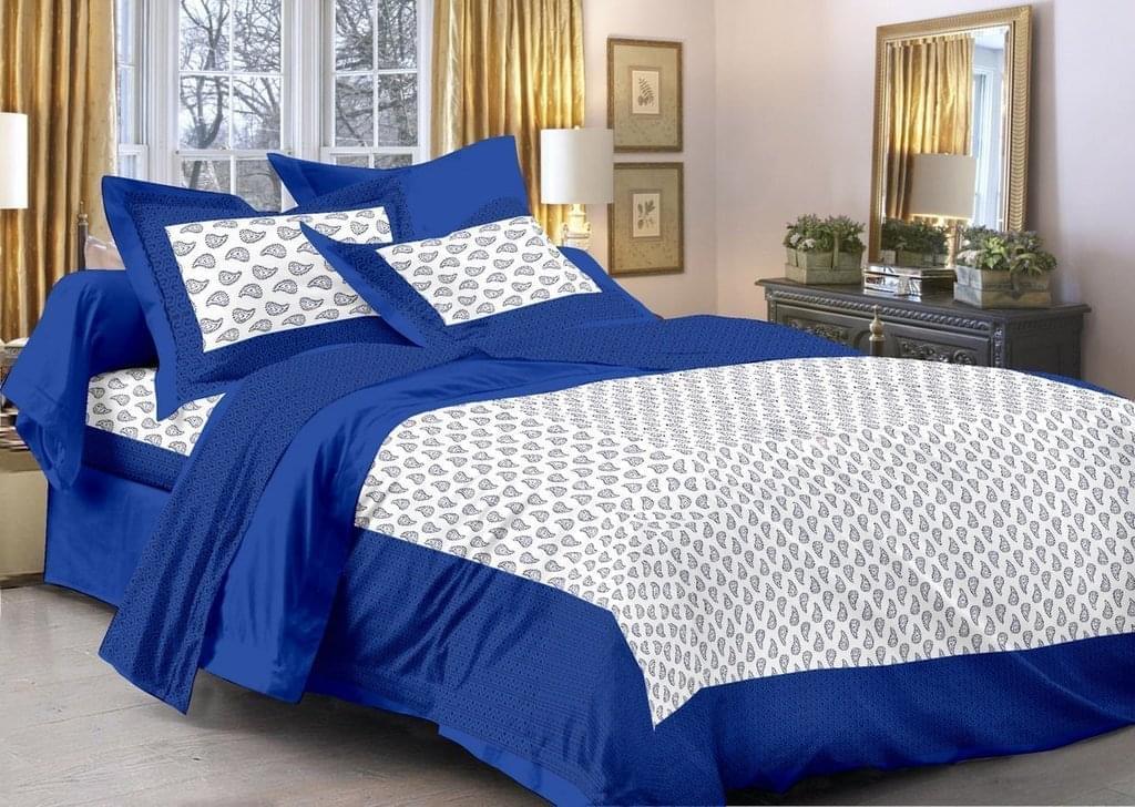 100% Cotton 1 Rajasthani Traditional King Size Bedsheet with 2 Pillow Cover JAIPUR PRINTS