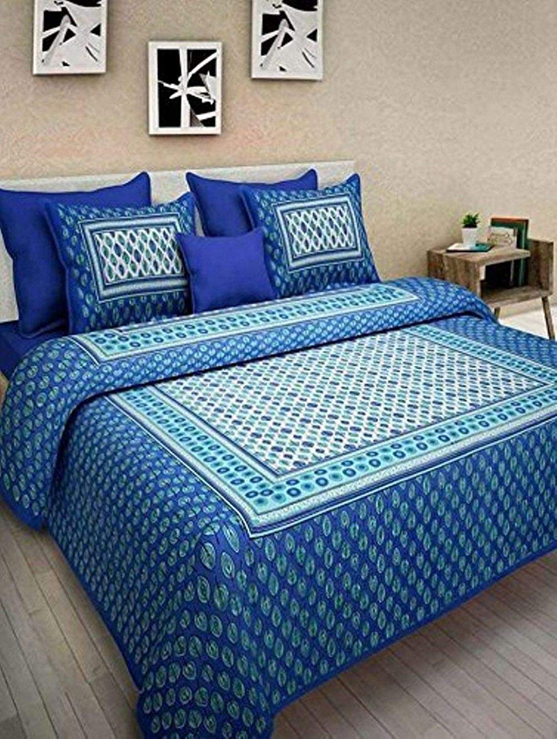 Jaipuri 100% Cotton Bedsheet 240 -TC Cotton King Size 2 Bedsheet With 4 Pillow Cover - Bedsheet Combo Pack www.jaipurtohome.com