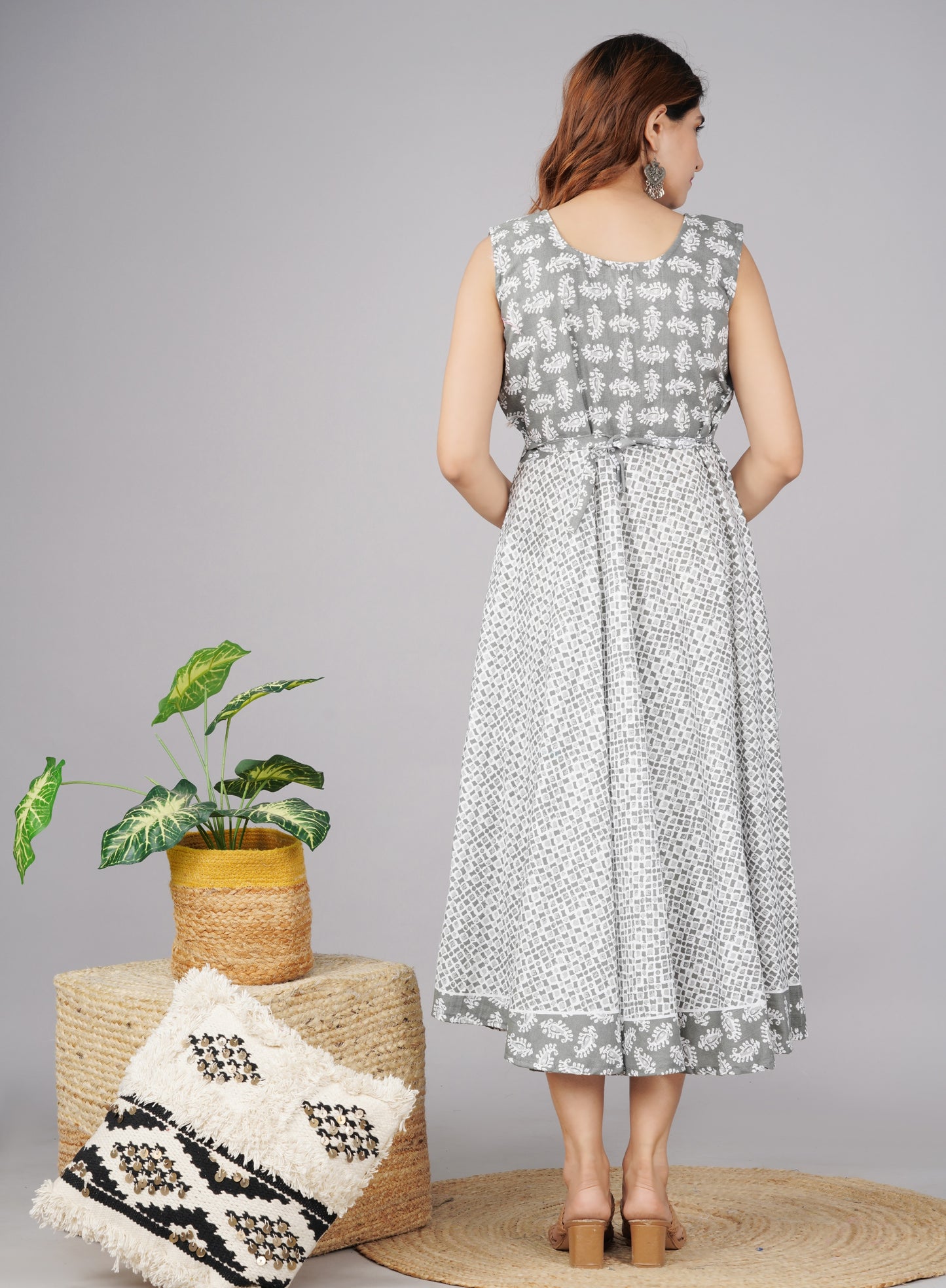 Trendy Women Cotton Maternity Semi-Stitched Fabric Maxi Dress -Free Size A/p www.jaiurtohome.com