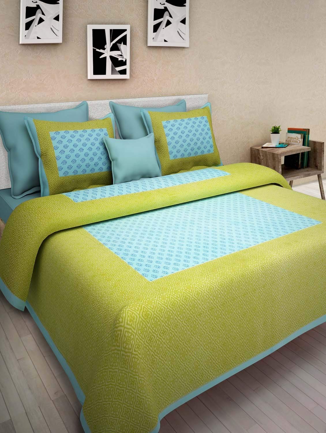 Jaipuri Printed 100% Cotton Bedsheet 240 -TC Cotton King Size 2 Bedsheet With 4 Pillow Cover - Bedsheet Combo Pack freeshipping - www.jaipurtohome.com