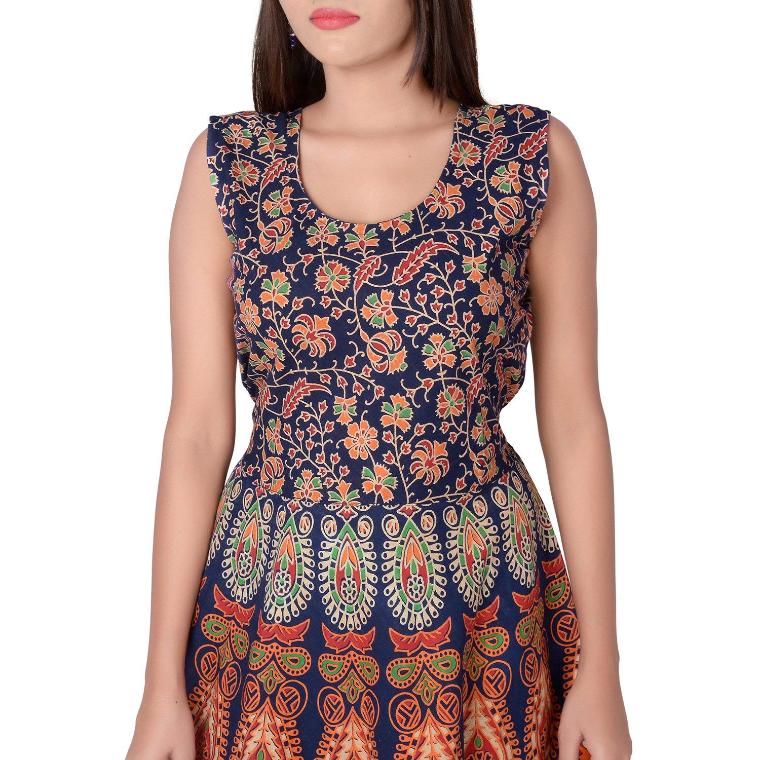 Buy Monique Brand Women's/Girls Cotton Rajasthani Jaipuri Printed Maternity  Summer Long Gown Middi Maxi Dress (DANCEPEACOCK-FJ_Free Size_) Firozi at  Amazon.in