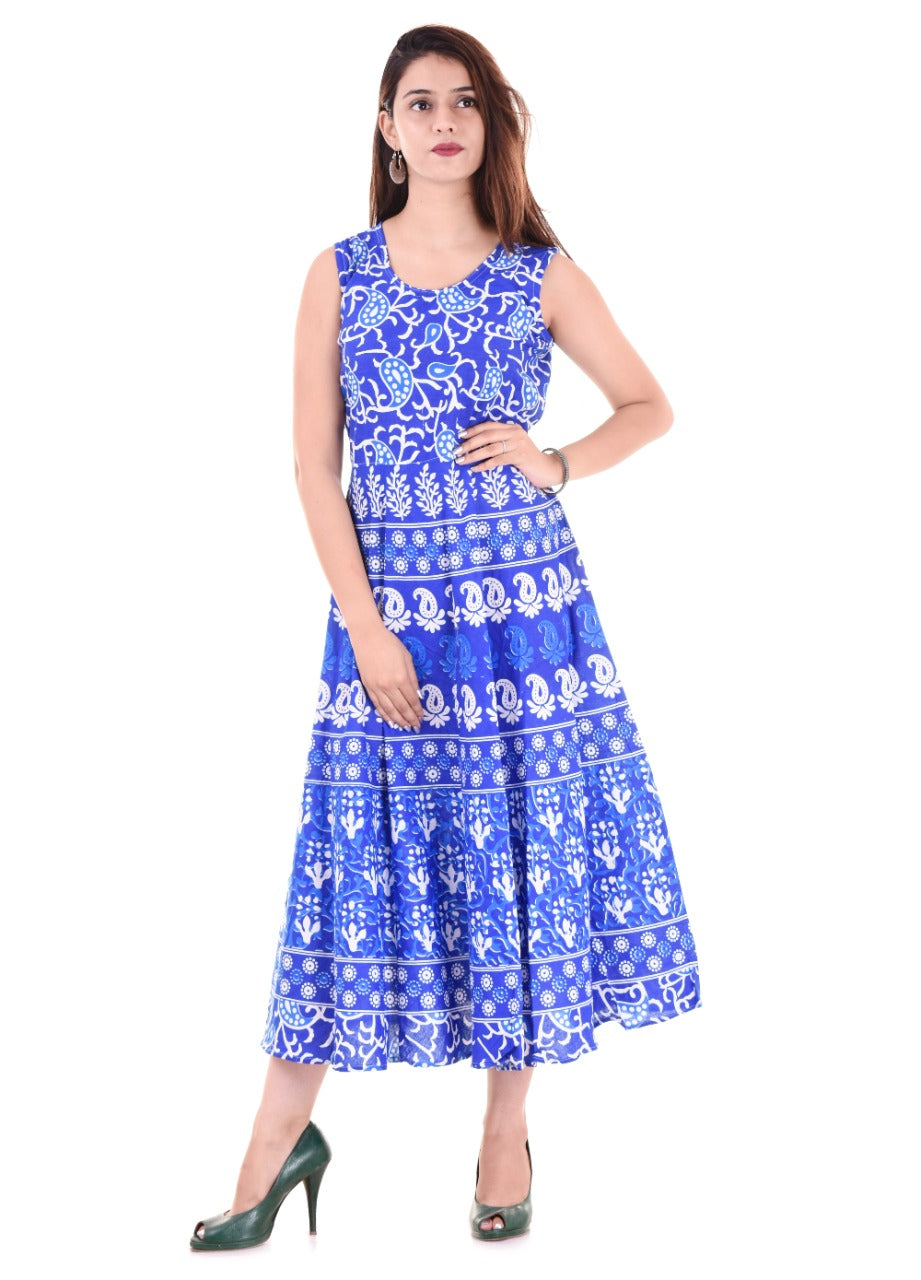 Jaipuri Trendy Women Cotton Maternity Semi-Stitched Fabric Maxi Dress -Free Size JAIPUR PRINTS