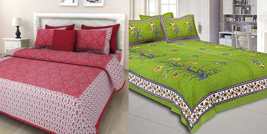 Jaipuri 100% Cotton Bedsheet Combo 280 -TC Cotton Double 2 Bedsheet With 4 Pillow Cover - Bedsheet Combo Pack freeshipping - www.jaipurtohome.com