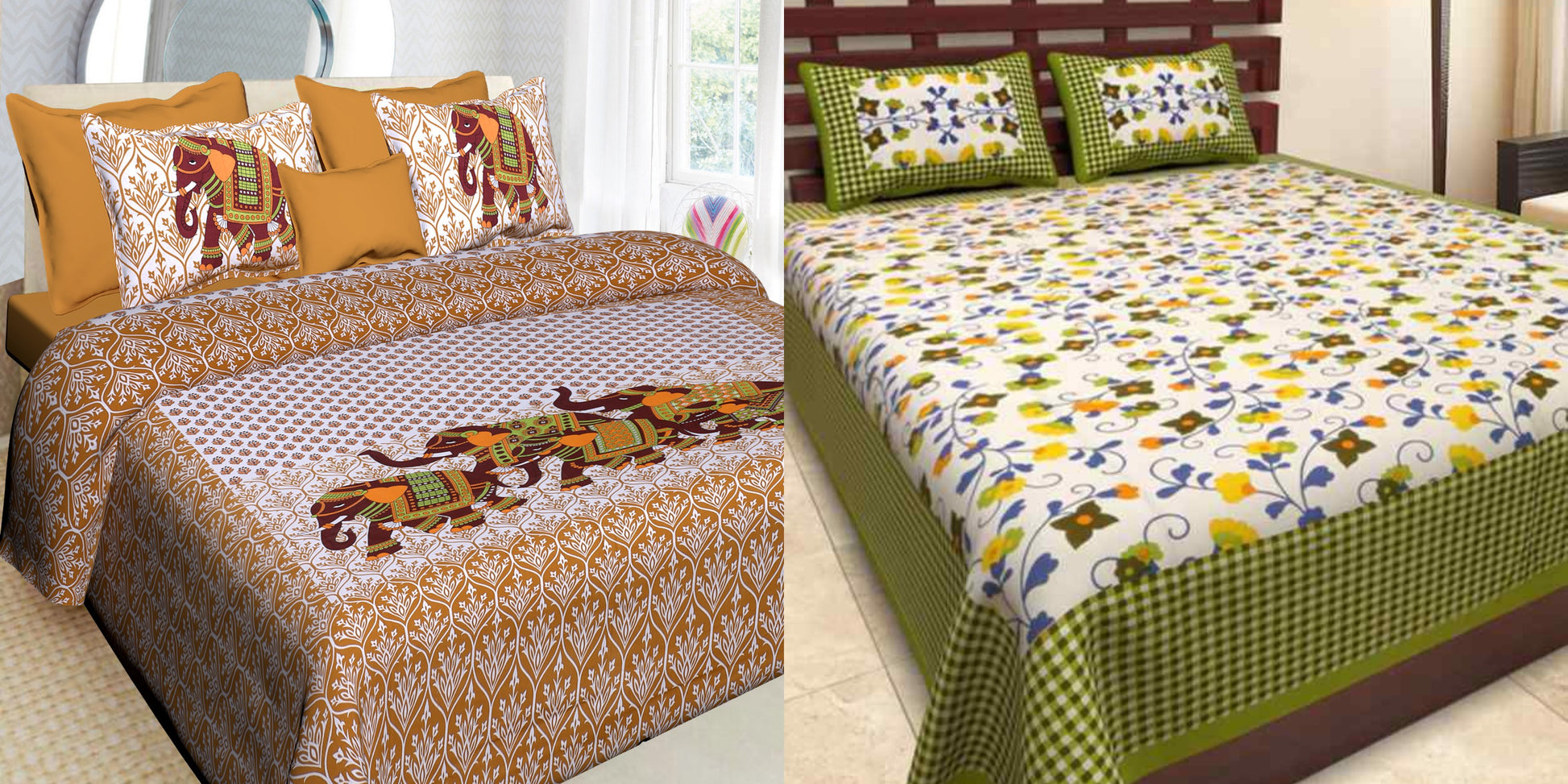 Jaipuri 100% Cotton Bedsheet 280 -TC Cotton Double 2 Bedsheet With 4 Pillow Cover - Bedsheet Combo Pack freeshipping - www.jaipurtohome.com