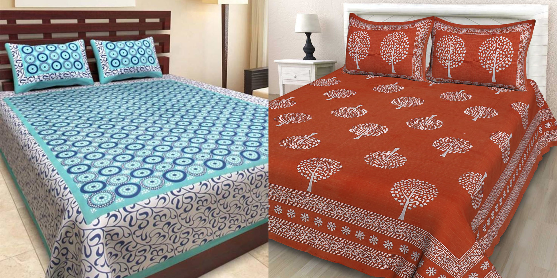 Jaipuri 100% Cotton Bedsheet Combo 280 -TC Cotton Double 2 Bedsheet With 4 Pillow Cover - Bedsheet Combo Pack freeshipping - www.jaipurtohome.com