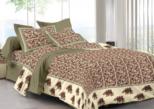 100% Cotton Jaipuri Traditional King Size  Bed Bedsheet with 2 Pillow Covers www.jaipurtohome.com