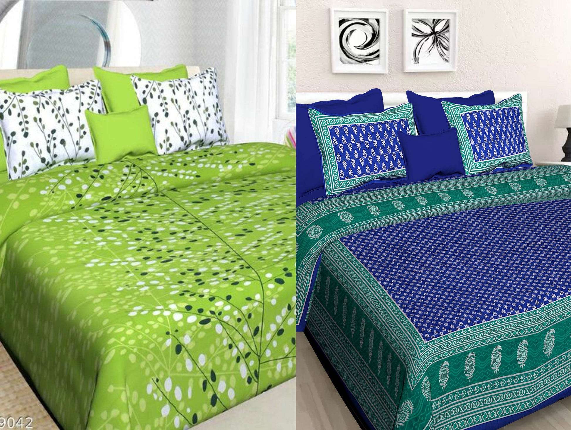 Jaipur Prints 100 % Cotton Jaipuri Rajasthani Double 2 Bedsheet Combo with 4 Pillow Cover JAIPUR PRINTS