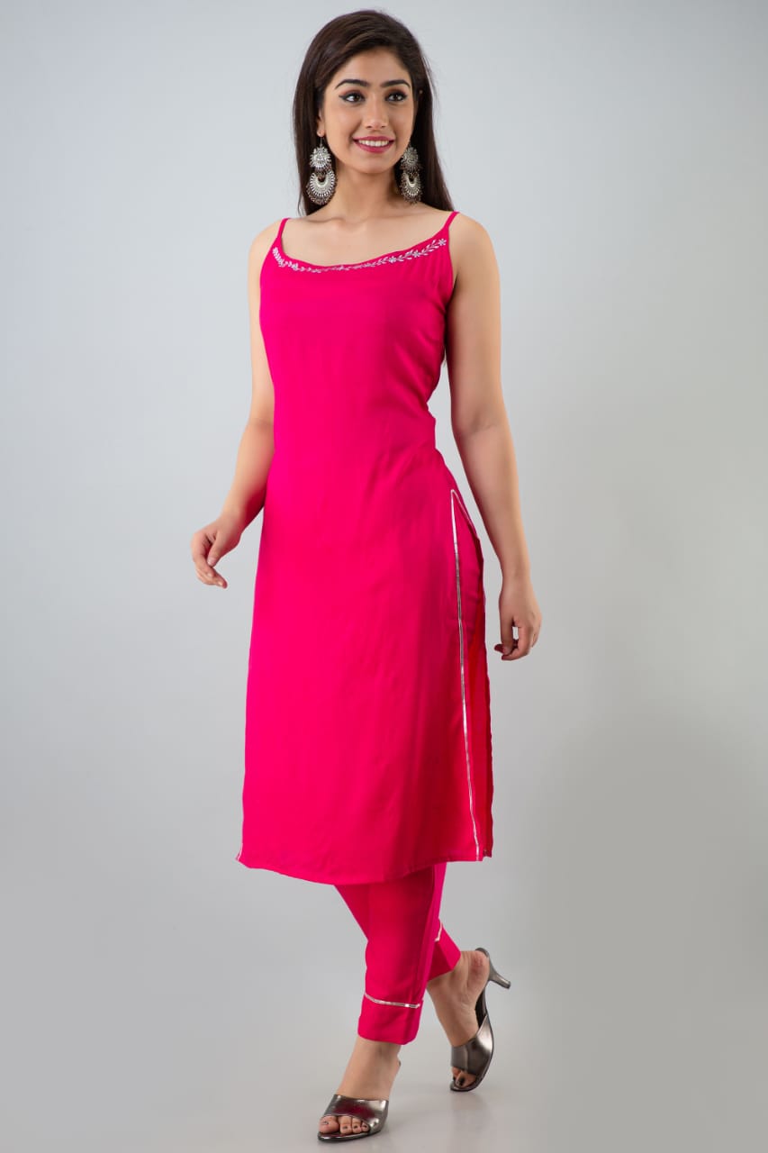 Buy Go Colors Women Solid Color Kurti Pant - Light Beige Online - Lulu  Hypermarket India