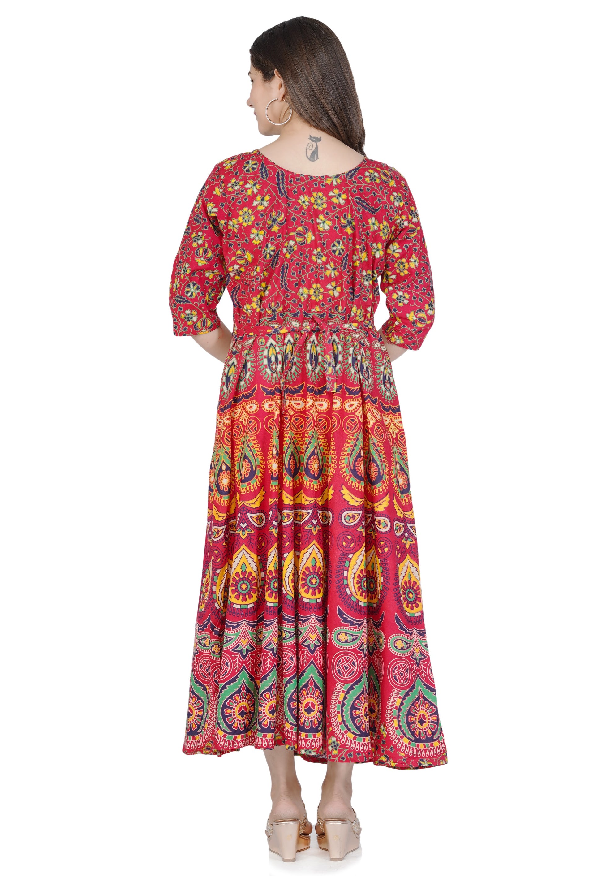 Trendy Women Cotton Maternity Semi-Stitched Fabric Maxi Dress -Free Size www.jaiurtohome.com