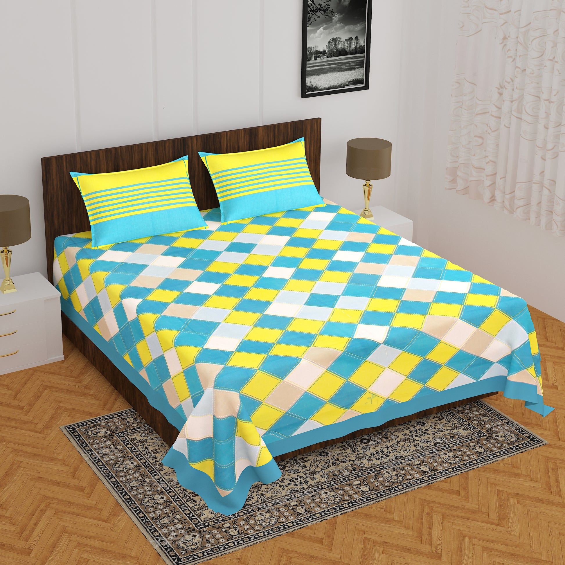 Trendy Bedsheet 100%  Cotton Queen Size Bedsheet With 2 Pillow Cover www.jaipurtohome.com