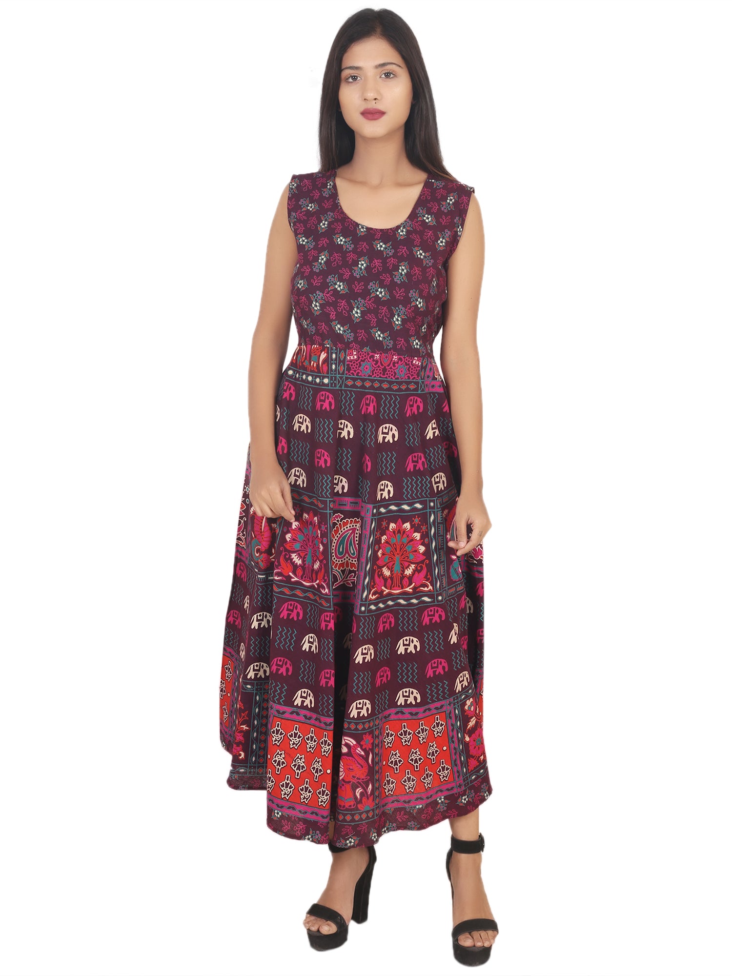 Multi Colour Jaipuri Printed Cotton Maxi Dress at Best Price in Jaipur |  Star Product