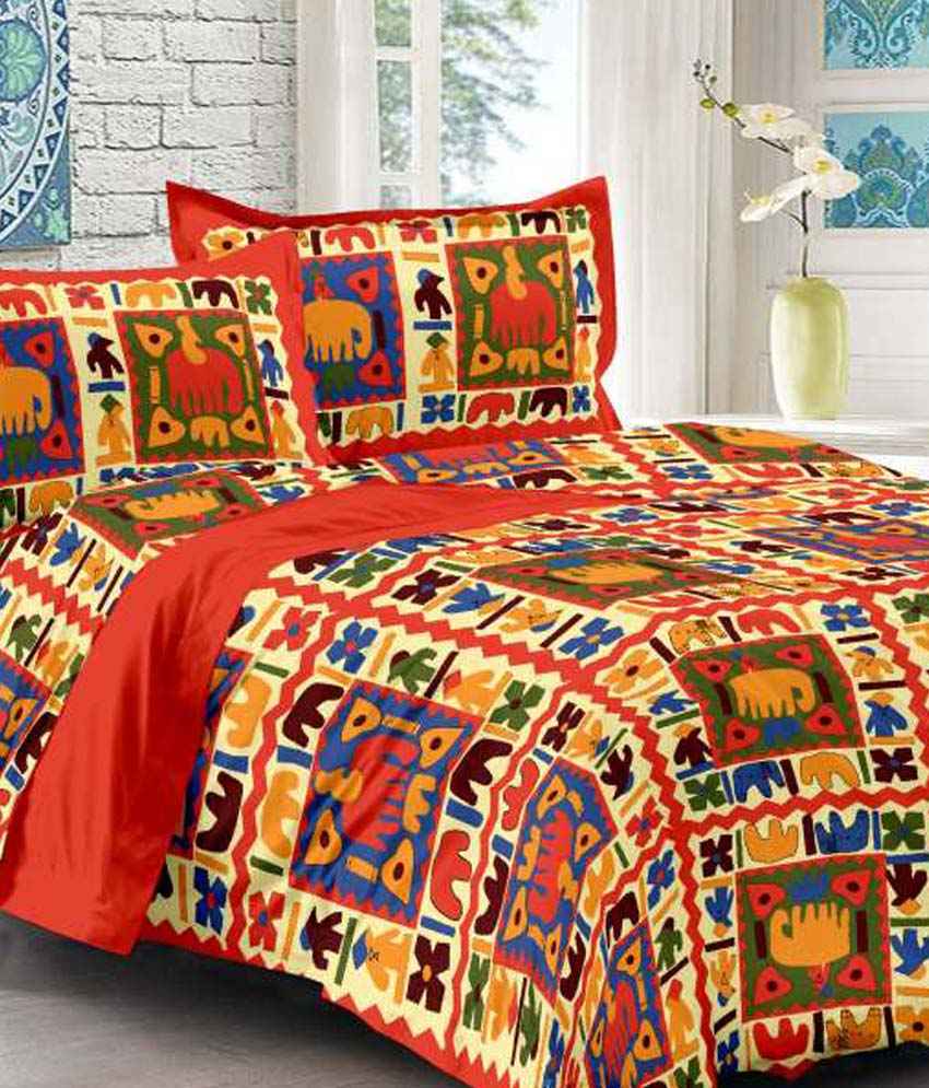 100% Cotton Jaipuri Traditional King Size Double Bed Bedsheet with 2 Pillow Covers www.jaipurtohome.com