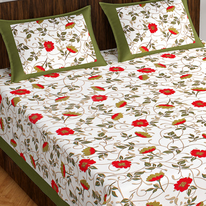 JAIPUR TO HOME 100% Cotton Traditional Jaipuri Print 1 Bedsheet with 2 Pillow Covers JAIPUR TO HOME