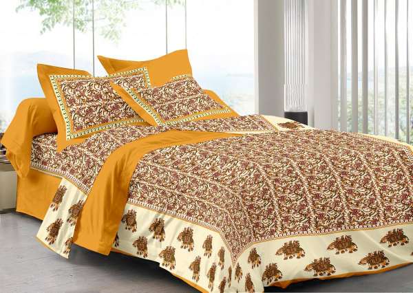 100% Cotton Jaipuri Traditional King Size  Bed Bedsheet with 2 Pillow Covers www.jaipurtohome.com