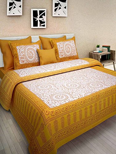 Jaipuri Printed 100% Cotton Bedsheet 240 -TC Cotton King Size 2 Bedsheet With 4 Pillow Cover - Bedsheet Combo Pack www.jaipurtohome.com